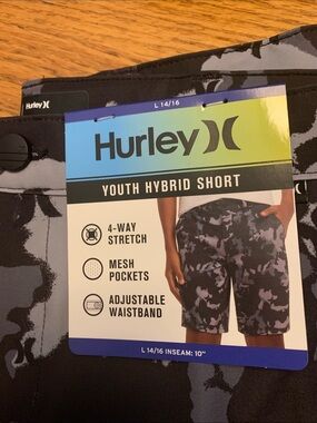 Hurley Black & Gray Camo Youth Hybrid Shorts